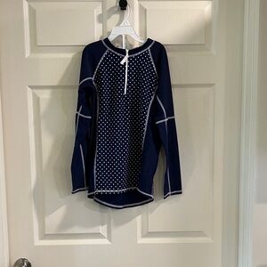 Toobydoo Girls Size 14 13-14Yrs Blue Polka Dot Long Sleeve Rash Guard Swim Top